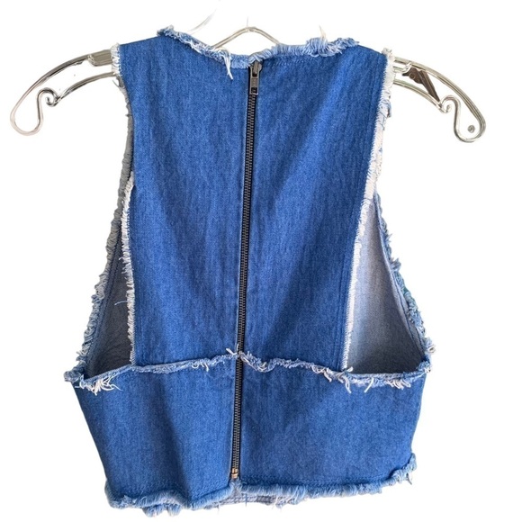Zara Frayed Denim Crop Top - Picture 7 of 7